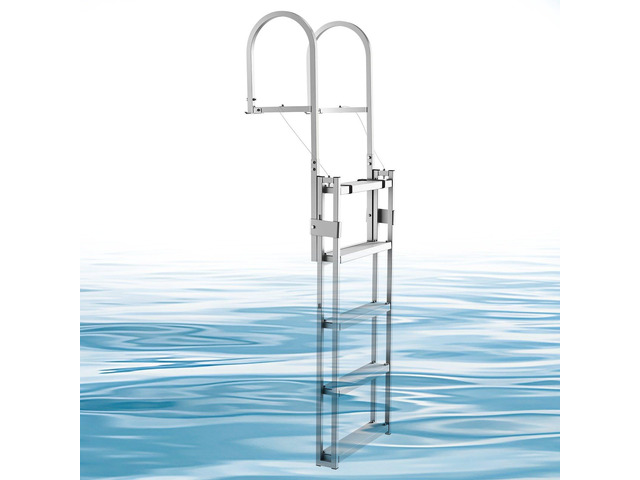 VEVOR Retractable Dock Ladder, 5 Steps, Aluminum Alloy Pontoon Boat Swim Ladder, with Non-Slip Wide Steps, 350 lbs Weight Capacity, Adjustable...