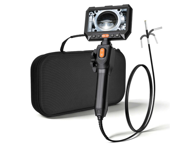 VEVOR Articulating Borescope with 0.15' Ultra Slim Lens, Two-Way Articulated Endoscope with Light, 5' HD IPS Screen, 8X Zoom, 5000mAh Inspection...