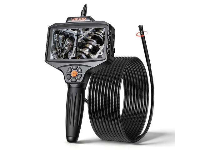 VEVOR Endoscope with Light, 360° View Coverage Industrial Borescope Inspection Camera with Rotating Probe, 1080P HD Rigid Snake Scope Cam for Wall...