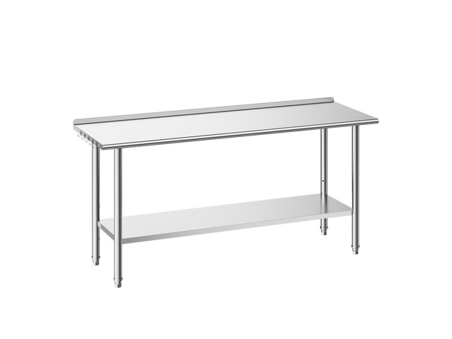 VEVOR Stainless Steel Work Table, 24x72 Inch Food Prep Table with Backsplash, Commercial Kitchen Workstation with Adjustable Undershelf, Metal...