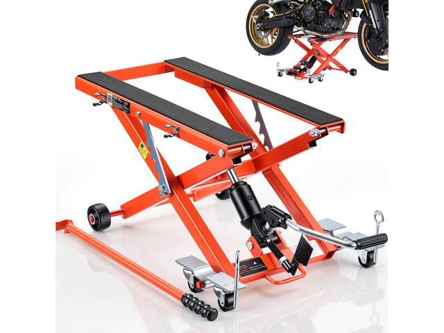 VEVOR Hydraulic Motorcycle Lift Jack, 1100 lbs Capacity, Scissor Lift Jack Portable Motorcycle Hoist Stand with 6 Wheels, 4.72'-15.15' Height...