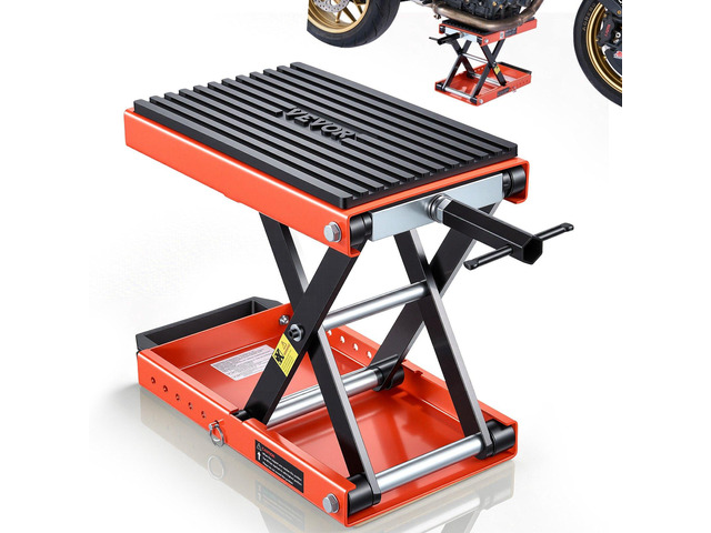 VEVOR Motorcycle Lift, 1500 lbs Motorcycle Scissor Lift Jack with Wide Deck & Lock Pin, 4.13'-13.77' Center Hoist Crank Stand, Steel Scissor Jack...