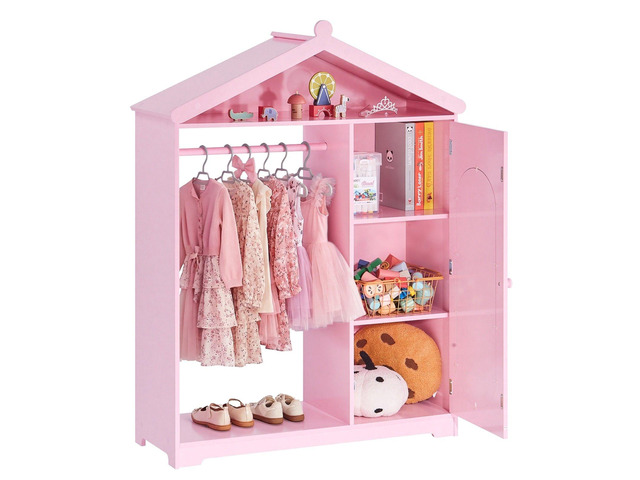 VEVOR Kids Dress Up Storage, with Mirror, Dress Up Closet, Kids Armoire Wardrobe Closet for Little Girls, Toddler Costume Organizer, Pretend...