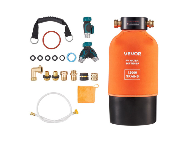VEVOR RV Water Softener, 12,000 Grain, Portable Water Softener System with NPT 3/4' Fittings, Food-Grade Resin, Quick Connect, Convenient for RVs,...