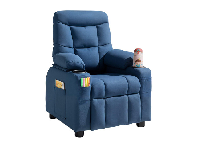 VEVOR Kids Recliner Chair, Toddler Lounger with Cup Holders & Pockets, 107° to 126° Adjustable Back, Breathable Polyester Upholstery Reclining Sofa...