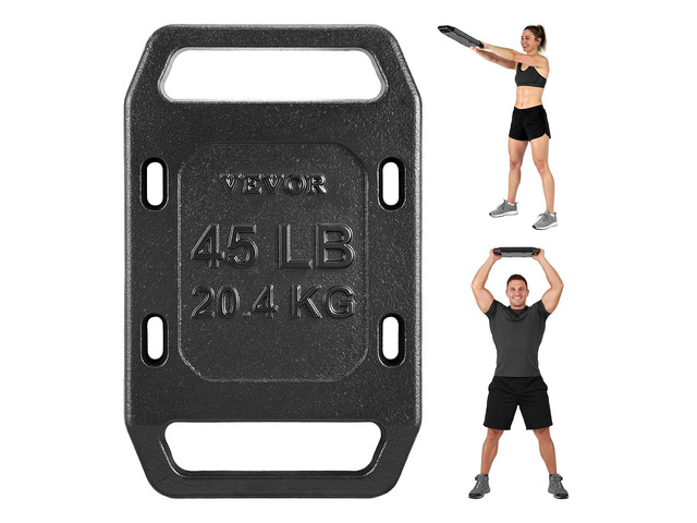 VEVOR Cast Iron Ruck Weights for Backpack, 45LB Single Ruck Plate, Weight Plate with Smooth Handle, Textured Finish for Rucking, Hiking, Swings,...