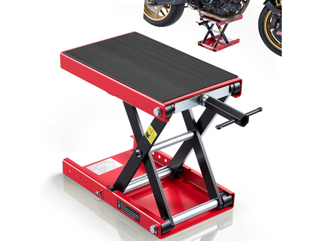 VEVOR Motorcycle Lift, 1100 lbs Motorcycle Scissor Lift Jack with Wide Deck & Lock Pin, 3.74'-13.38' Center Hoist Crank Stand, Steel Scissor Jack...