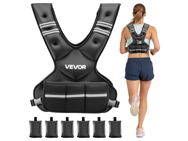 VEVOR Adjustable Weighted Vest, 20-32 lbs Comfortable X-Shape Body Weight Vest Set with 6 Weight Packs and Reflective Stripe, for Men Women,...