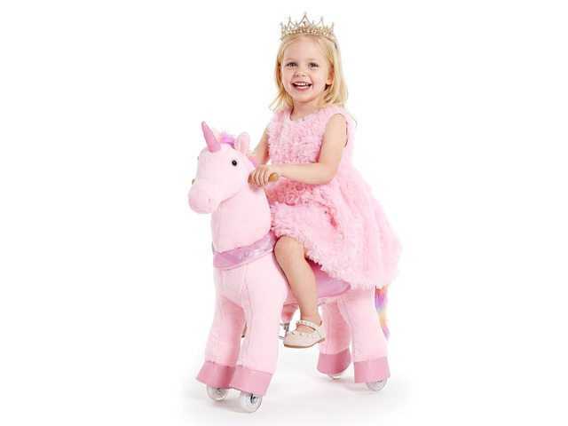VEVOR Ride On Horse, Riding Pink Unicorn Toys for Kids, No Battery Required, Smooth Wheels with Anti-Roll Stop Ring, Upgraded Raised Seat, Handles,...