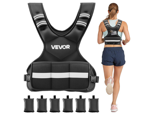 VEVOR Adjustable Weighted Vest, 4-10 lbs Comfortable X-Shape Body Weight Vest Set with 6 Weight Packs and Reflective Stripe, for Men Women, Workout...