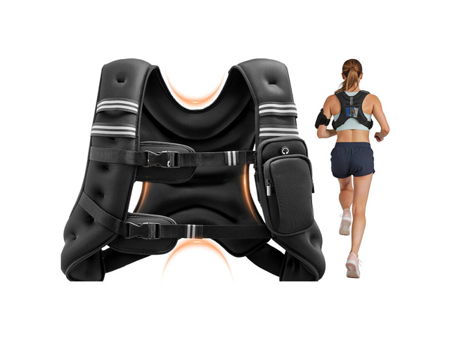 VEVOR Weighted Vest, 25 lbs Body Weight Vest for Men Women, with Reflective Stripe, Adjustable Buckle, Workout Equipment for Strength Training,...