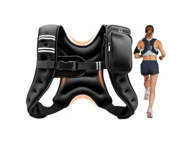 VEVOR Weighted Vest, 8 lbs Body Weight Vest for Men Women, with Reflective Stripe, Adjustable Buckle, Workout Equipment for Strength Training,...