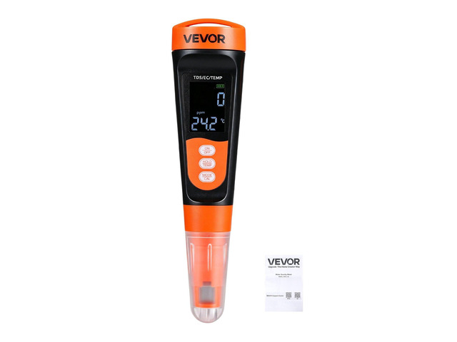 VEVOR TDS Meter, 0-9990 ppm Measuring Range, EC (Conductivity) /TDS (ppm) Multi-Parameter Measurement, Digital Water Tester with ATC, Clear VA...