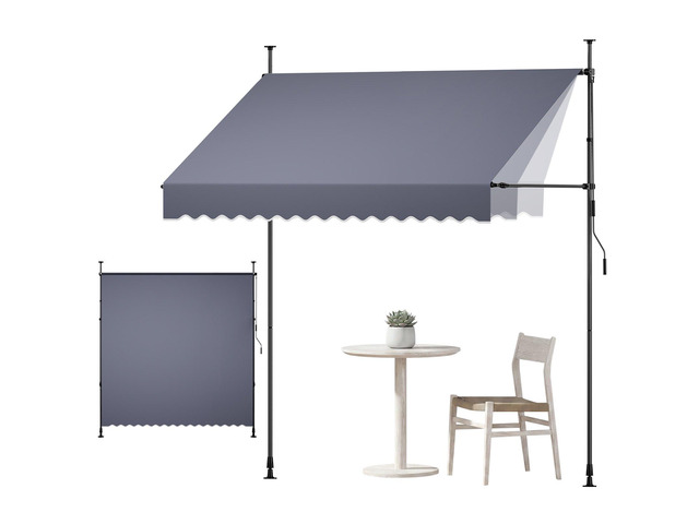 VEVOR Manual Retractable Awning, 98' Outdoor Retractable Patio Awning Sunshade Shelter, Height Adjustable Patio Door Window Canopy with Manual...