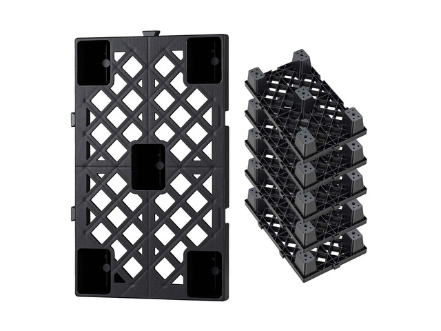 VEVOR Plastic Pallets, 6 Pcs Plastic Pallets for Basement Storage, Nestable Lightweight Waterproof Storage Pad with Breathable Grid for Indoor...