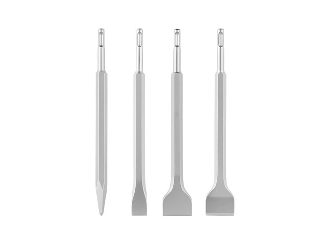 VEVOR SDS Plus Chisel Set, 4 pcs SDS Plus Rotary Hammer Drill Attachments, Includes Point, Flat, & Angled Spade Chisels, Heat Treated 40Cr Alloy...