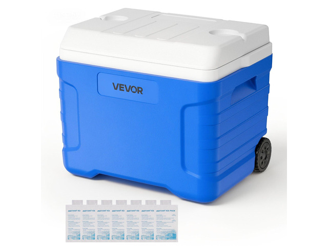 VEVOR Hard Cooler, 45QT Portable Rolling Cooler with Wheels, Leak-Resistant Coolbox Keeps Contents Cool for 48 Hours, Ice Retention Insulated...