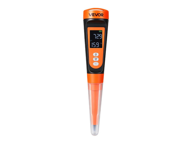 VEVOR Food pH Meter, 0-14 pH Range, IP68 Waterproof Probe, Pocket Tester Kit with Automatic Temperature Compensation, Calibration Powder Packets,...
