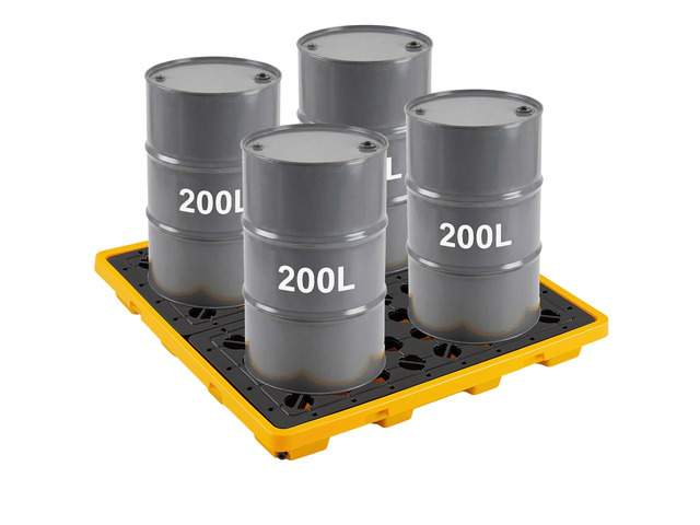 VEVOR Spill Containment Pallet, 4 Drum Low Profile Spill Containment Modular Platform, 31 Gallon Sump, 8818 lbs Load Capacity, Heavy-Duty...