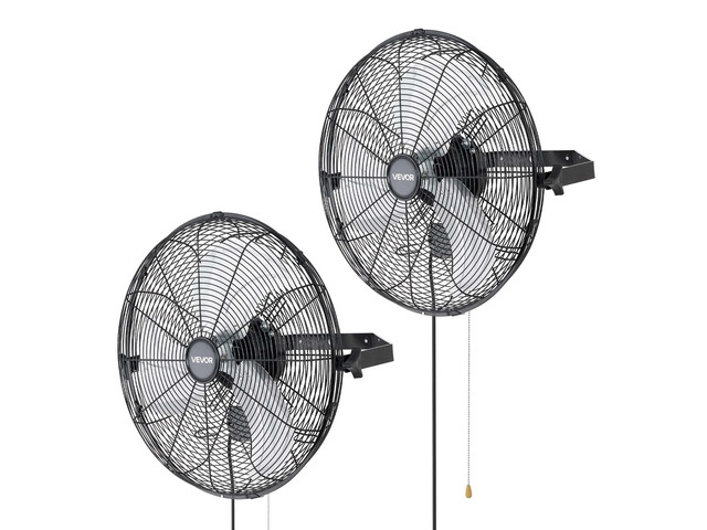 VEVOR Wall Mount Fan, 18 in Wall Mounted Hanging Fan, 3-Speed, Long Airflow Distance, Adjustable Rotation Angle, Mechanical Control, Powerful for...