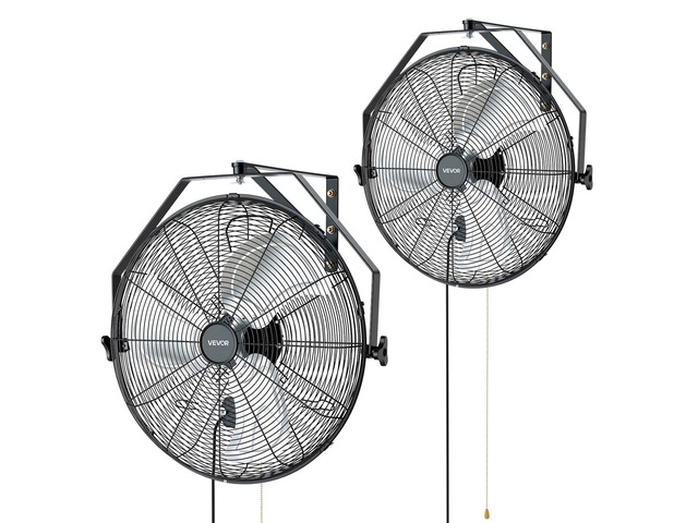 VEVOR Wall Mount Fan, 20 in Wall Mounted Hanging Fan, 3-Speed, Long Airflow Distance, Adjustable Rotation Angle, Mechanical Control, Powerful for...
