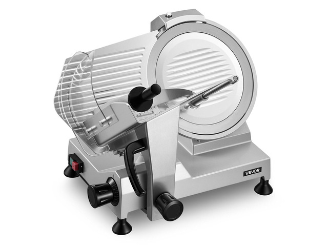 VEVOR Commercial Meat Slicer, 400W Electric Cutter, Removable 12' Carbon Steel Blade and Food Tray, 0-0.59' Adjustable Thickness Food Slicer...