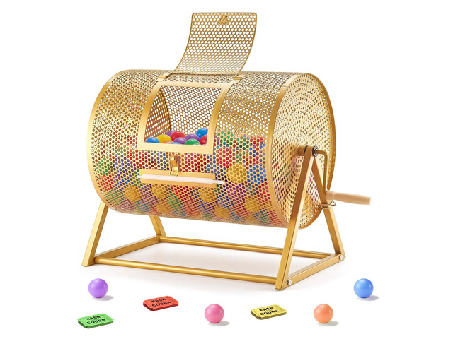 VEVOR Raffle Ticket Spinner, 16.1' x 11.9' Holds 5000 Tickets or 200 Ping Pong Balls, Raffle Drum Lottery Spinning Cage with Reinforced Handle,...