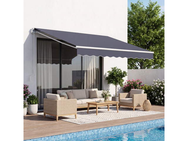 VEVOR Manual Retractable Awning, 9.8' x 8.2' Outdoor Patio Awning Retractable Sun Shade, Patio Door Window Water-Resistant Polyester Sunshade...
