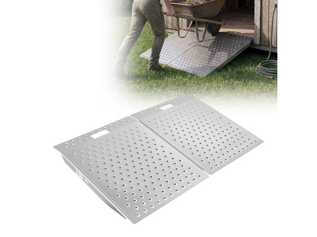 VEVOR Threshold Ramp for Doorways, 29.5 x 24.3 in, Platform Aluminum Wheelchair Ramp, Non-Slip Door Threshold Ramps, 750 lbs Load Capacity, for...