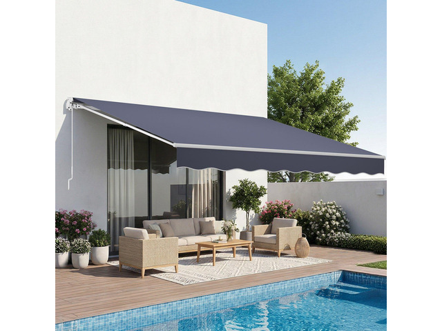 VEVOR Manual Retractable Awning, 13.1' x 9.8' Outdoor Patio Awning Retractable Sun Shade, Patio Door Window Water-Resistant Polyester Sunshade...