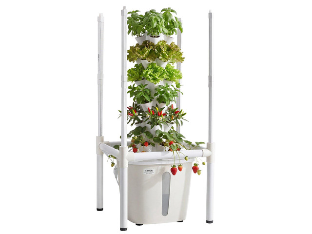VEVOR Hydroponic Tower, 30 Pods 6 Tiers Hydroponics Growing System Kit with LED Grow Light & App Control, Vertical Home Garden with 20L Water Tank...