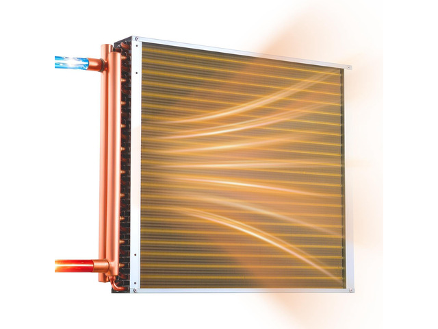 VEVOR Water to Air Heat Exchanger, 22 x 22 in Finned Tube HVAC Heat Exchanger Coil with Copper Tubes & Aluminum Fins, 190K BTU Output for Outdoor...
