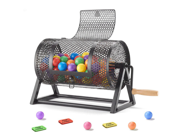 VEVOR Raffle Ticket Spinner, 11.6' x 6.6' Holds 2500 Tickets or 100 Ping Pong Balls, Raffle Drum Lottery Spinning Cage with Reinforced Handle,...
