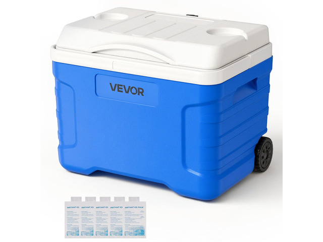 VEVOR Hard Cooler, 21QT Portable Rolling Cooler with Wheels, Leak-Resistant Coolbox Keeps Contents Cool for 48 Hours, Ice Retention Insulated...