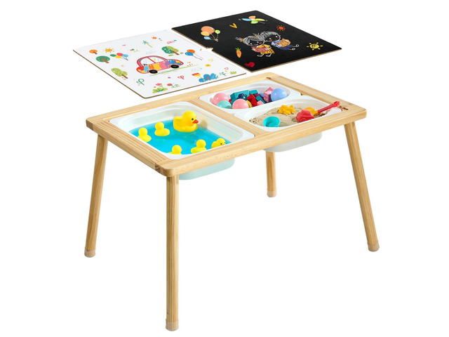 VEVOR Sensory Table for Toddlers, Wooden Kids Activity Table with Reversible Double-Sided Board, Storage Bins, and Non-Slip Feet, for Boys and...