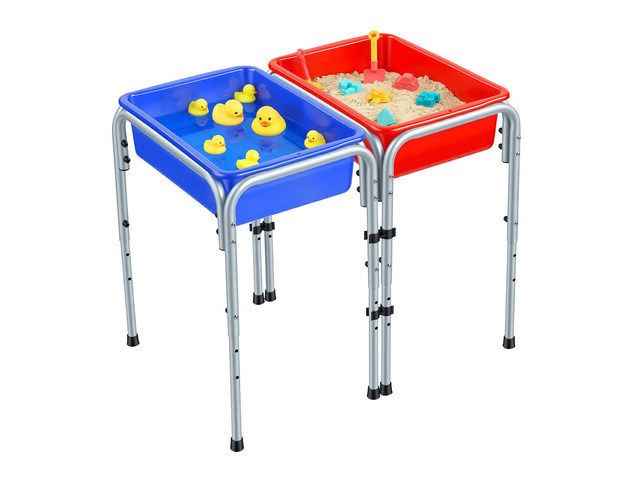 VEVOR Sensory Table for Toddlers, Kids 2-Station Sand and Water Adjustable Play Table with Detachable Storage Bins and Non-Slip Feet, Carbon Steel...