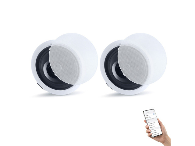 VEVOR Bluetooth Ceiling Speakers, 8', In Ceiling & In-Wall Speaker System with Amplifier, 2-Way Flush Mount Speakers, for Damp Humid Placement,...