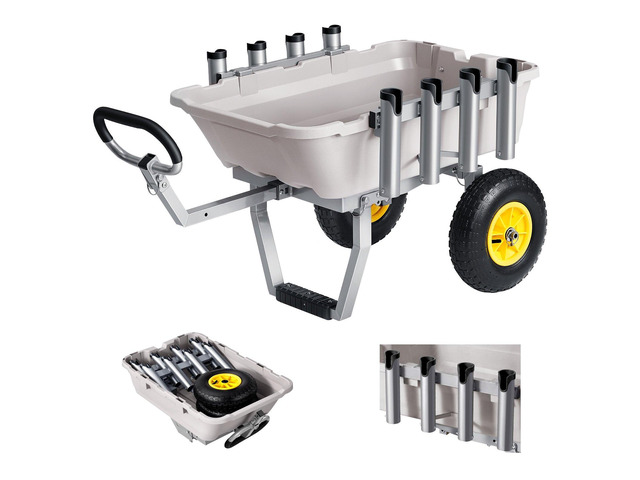VEVOR Beach Fishing Cart, 200 lbs Load Capacity, Fishing Cart with Poly Bed, Heavy-Duty Aluminum Alloy Frame, 13-Inch All-Terrain Tires, 8 Rod...