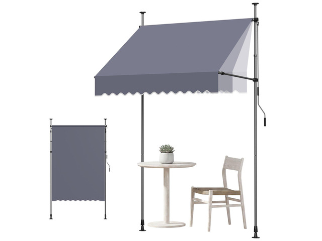 VEVOR Manual Retractable Awning, 59' Outdoor Retractable Patio Awning Sunshade Shelter, Height Adjustable Patio Door Window Canopy with Manual...