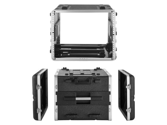 VEVOR 8U Rack Case, Standard 19 in Depth, Rolling Server Cabinet with Wheels, ABS Construction, Retractable Handle, Latches, for Amplifier (7U Rack...