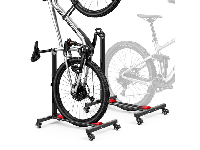VEVOR Bike Stand 2 Pack, Freestanding Vertical & Horizontal Bike Storage Rack, with Lockable Casters, Height Adjustable Carbon Steel Upright Garage...