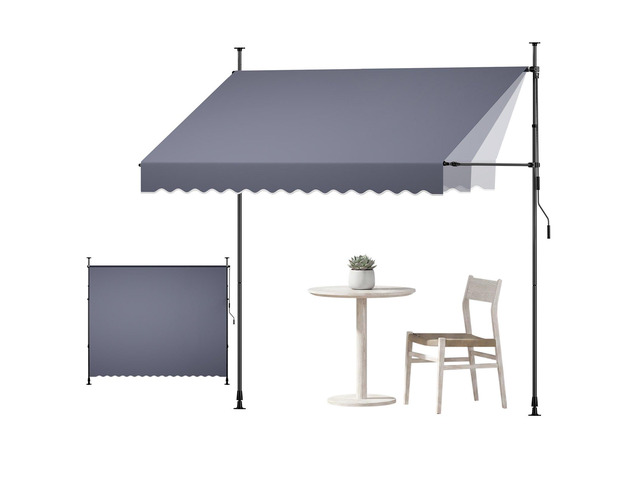 VEVOR Manual Retractable Awning, 118' Outdoor Retractable Patio Awning Sunshade Shelter, Height Adjustable Patio Door Window Canopy with Manual...