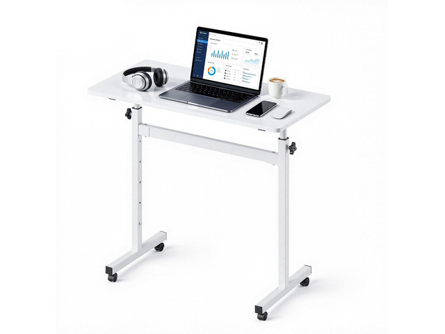 VEVOR Standing Desk, Adjustable Height Mobile Stand Up Desk with Lockable Casters, 32 x 16 in Small Computer Sit Stand Rolling Workstation with...