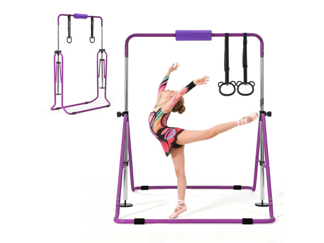 VEVOR Gymnastic Bars for Kids, 140 lbs Capacity Folding Training Kip Bar, Adjustable Height Gymnastic Horizontal Bar for Home, Training Equipment...