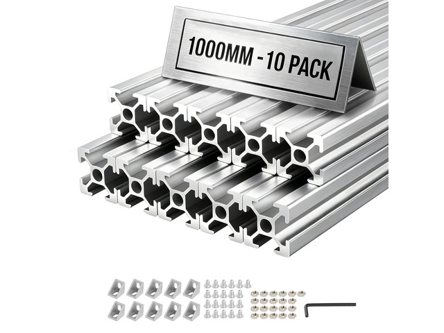 VEVOR 10PCS 2020 Aluminum Extrusion Profile, 39.37 Inch 1000 mm, T Slot European Standard Anodized Linear Rail, High-Strength Extruded Aluminum...