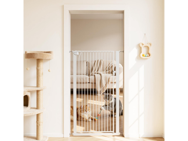 VEVOR Extra Tall Pet Gate for Cats, 29-41 in Adjustable Width, 56 in High Dog Gate, with Pressure Mount Kit and Wall Mount Kit, 1.3 in Narrow Bar...
