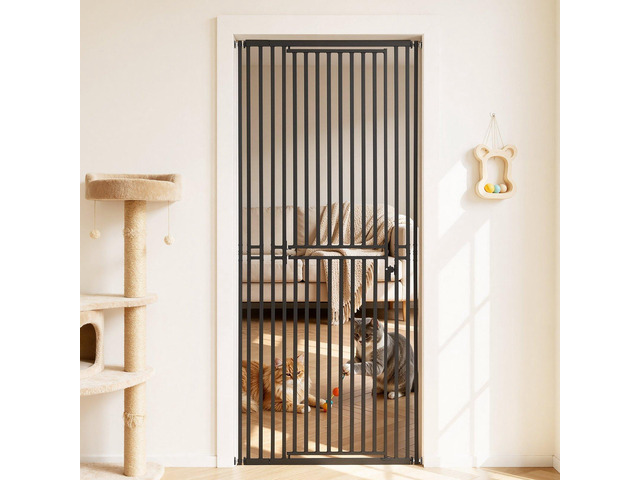 VEVOR Extra Tall Pet Gate for Cats, 28-34 in Adjustable Width, 78.7 in High Dog Gate, with Pressure Mount Kit and Wall Mount Kit, 1.2 in Narrow Bar...