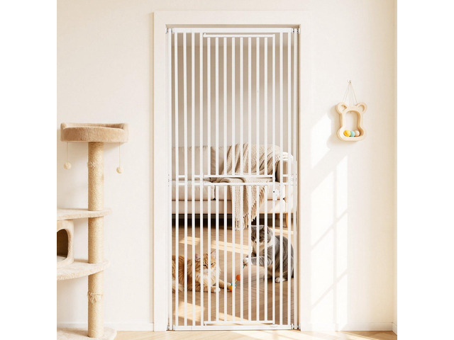 VEVOR Extra Tall Pet Gate for Cats, 28-34 in Adjustable Width, 78.7 in High Dog Gate, with Pressure Mount Kit and Wall Mount Kit, 1.2 in Narrow...