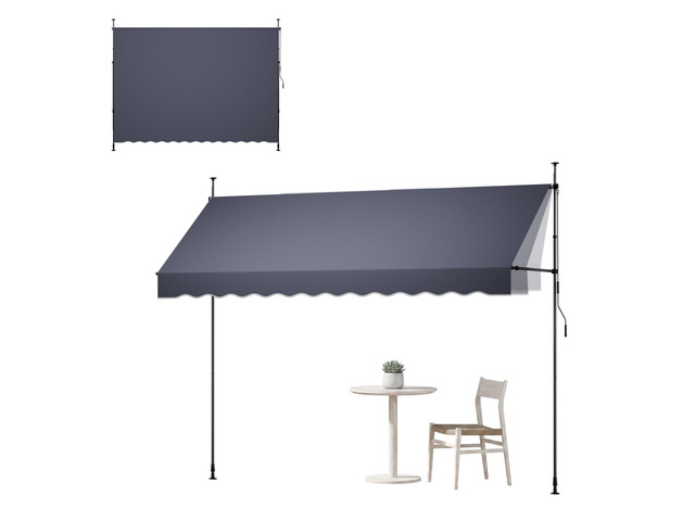 VEVOR Manual Retractable Awning, 138' Outdoor Retractable Patio Awning Sunshade Shelter, Height Adjustable Patio Door Window Canopy with Manual...