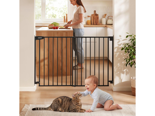 VEVOR Baby Gate for Stairs, 31-48 in Adjustable Width, 30 in High Dog Gate, No Bottom Bar, One-Handed Operation, Easy Drilling Installation with...